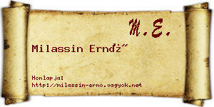 Milassin Ernő névjegykártya